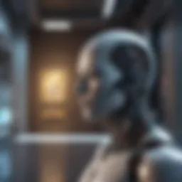 AI analyzing data in futuristic setting