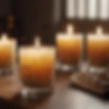 Artistic arrangement of scented candles with long wicks