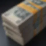 Canadian currency notes stacked artistically