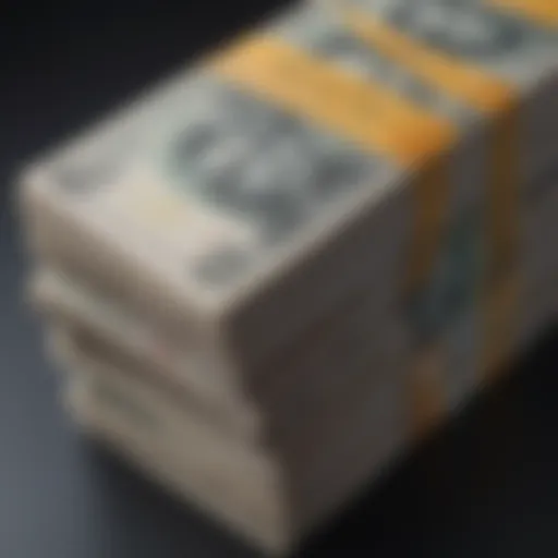 Canadian currency notes stacked artistically