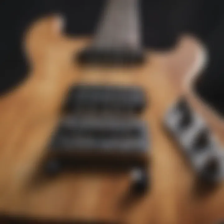 Close-up of BC Rich bass guitar craftsmanship