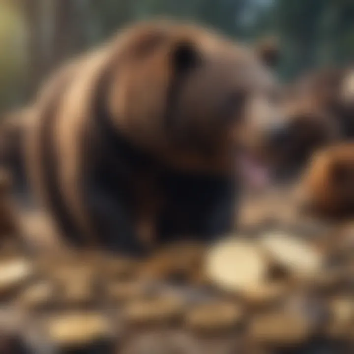 Visual depiction of downward trends and skepticism in a bear market