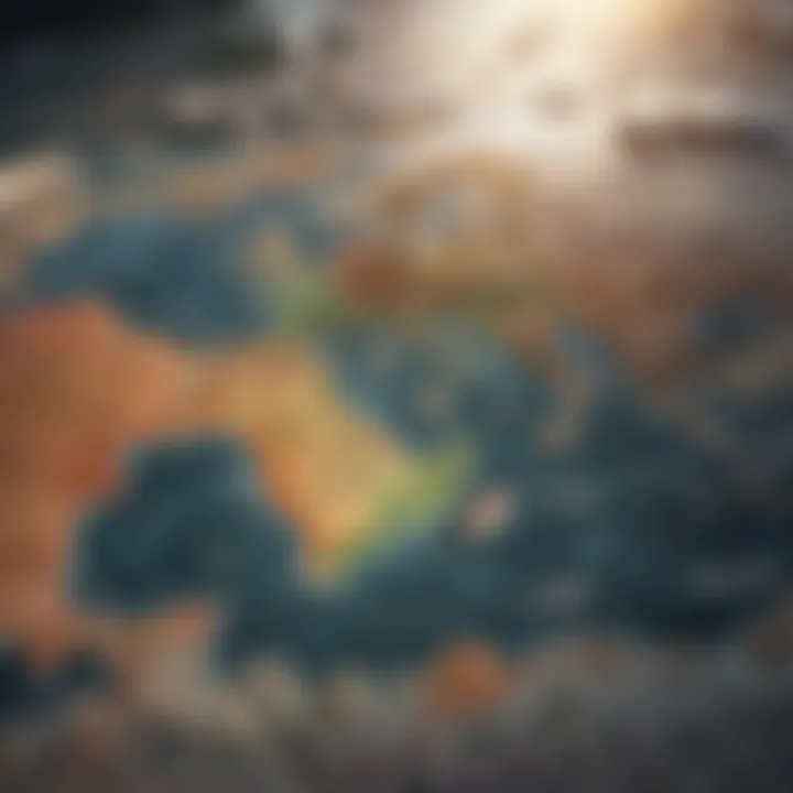 Global financial market map with highlighted trading zones
