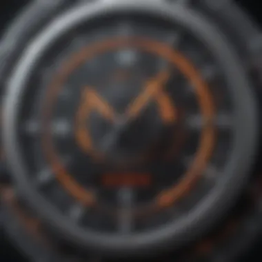 Futuristic digital clock with trading symbols representing optimal trading hours