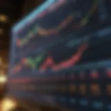 Illuminated trading screen showing market trends
