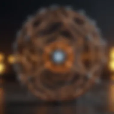 Illustration visualizing distributed network structure in blockchain technology
