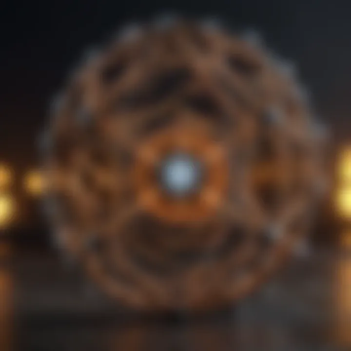 Illustration visualizing distributed network structure in blockchain technology