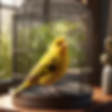 Canary in a Comfortable Enclosure Canary in a cozy bird cage