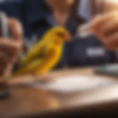 Health Check-Up for Your Canary Canary being examined by a vet