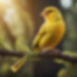 Canary perched on a tree branch