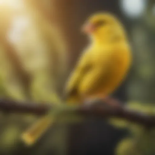 Canary perched on a tree branch