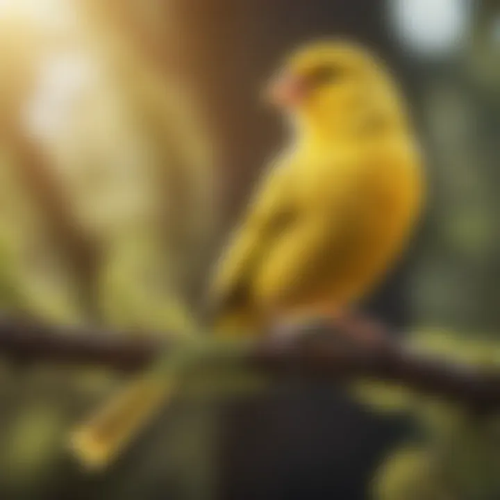 Canary perched on a tree branch