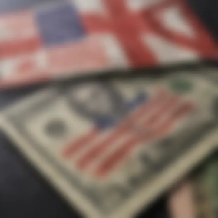 Illustration of Canadian Dollar and US Dollar flags