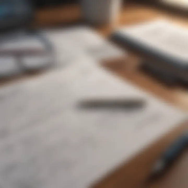 Close-up of financial documents and pen on desk