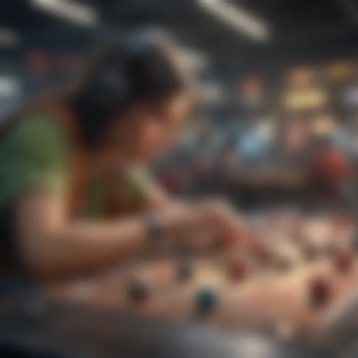 Player engaging in a competitive gaming challenge