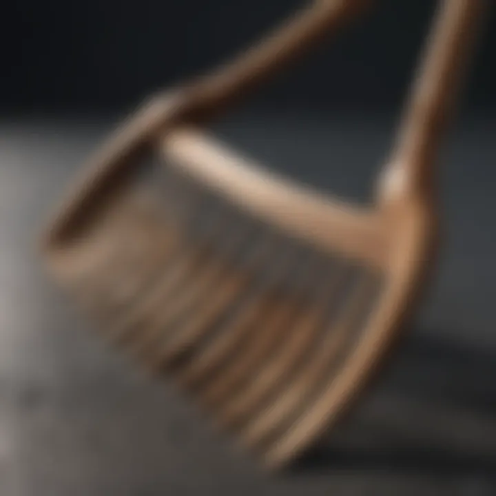 Exquisite Oak Wood Rake A rake made of premium oak wood with intricate carvings
