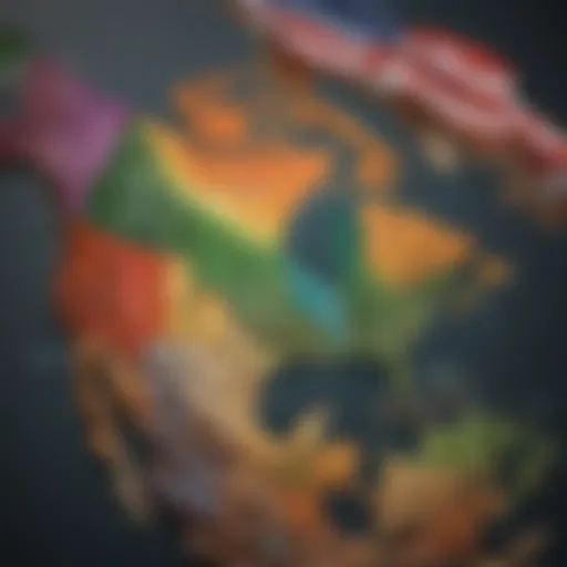 Linguistic Diversity in North America A map highlighting the linguistic diversity between American and Canadian English.