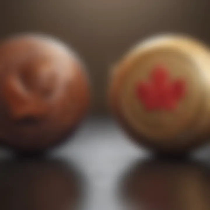 A split image showing different vocabulary used in American and Canadian contexts.