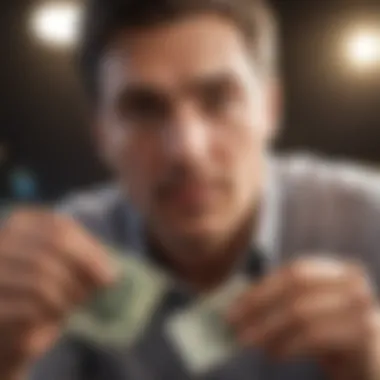 Illustration of a person making online currency conversions