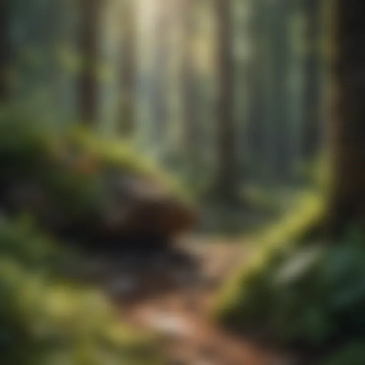 A vibrant forest ecosystem showcasing diverse plant life