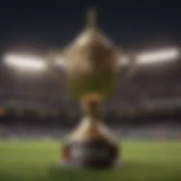 Cricket championship trophy glistening under stadium lights