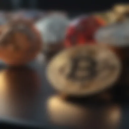 A digital landscape showcasing various cryptocurrencies used in gambling.