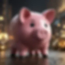 Illustration depicting a futuristic piggy bank symbolizing cryptocurrency savings