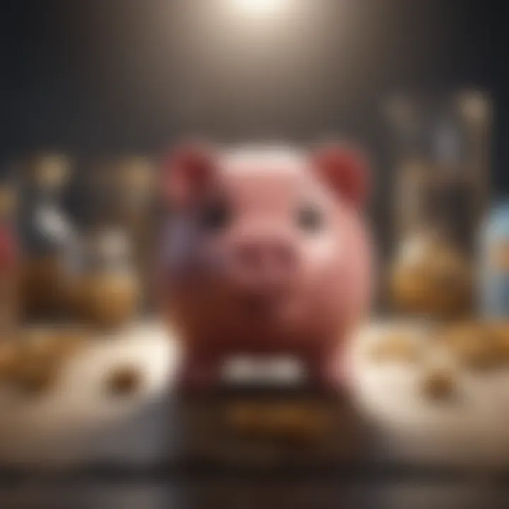 Artistic visualization of risk factors associated with crypto piggy banks