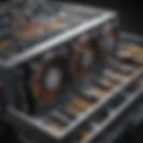 A detailed schematic of a cryptocurrency mining rig showcasing the hardware components.
