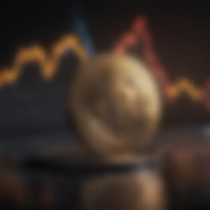 Cryptocurrency price chart with fluctuating lines