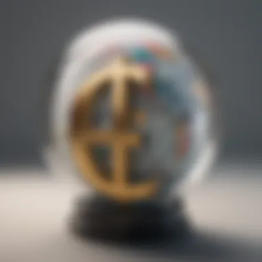 Diverse currency symbols on a globe