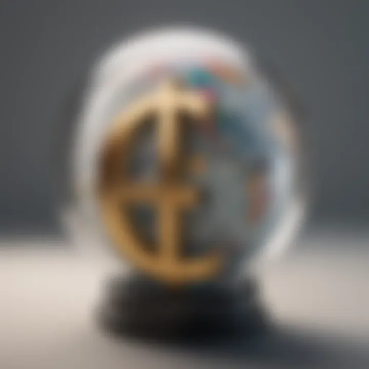 Diverse currency symbols on a globe