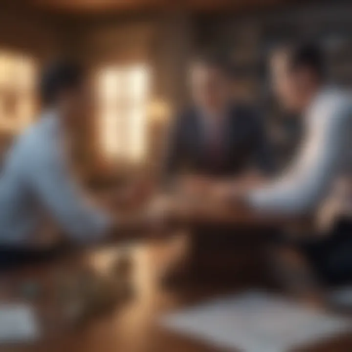 Business professionals discussing exchange strategies