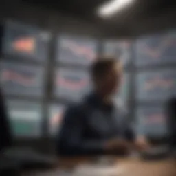 A trader analyzing market charts on multiple screens