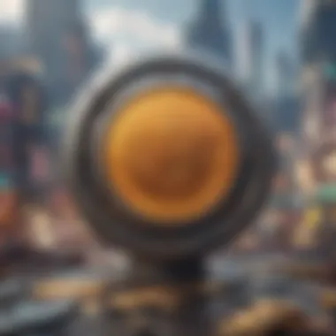 Future Integration of Gaming and Finance A futuristic concept art depicting the integration of finance and gaming in a decentralized ecosystem.