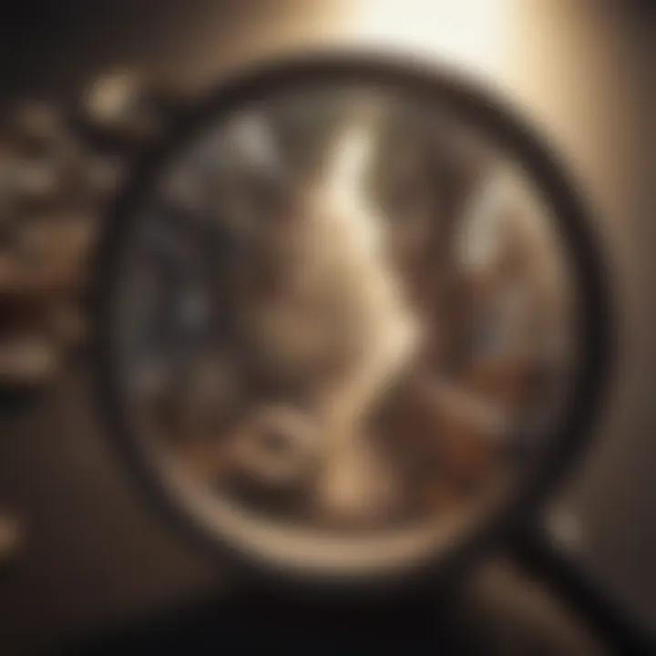 Unraveling Clues Magnifying glass focused on intricate details of the quiz