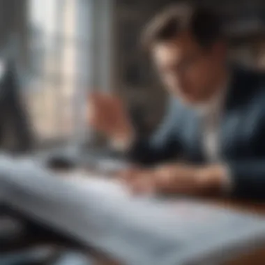 Successful stock market investor analyzing data