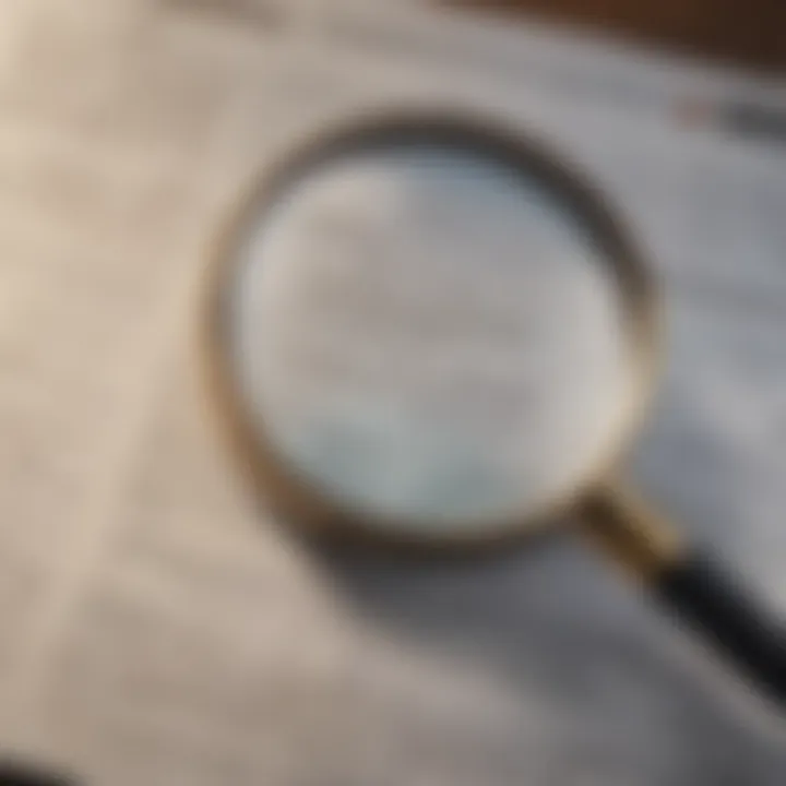 A magnifying glass focusing on legal documents