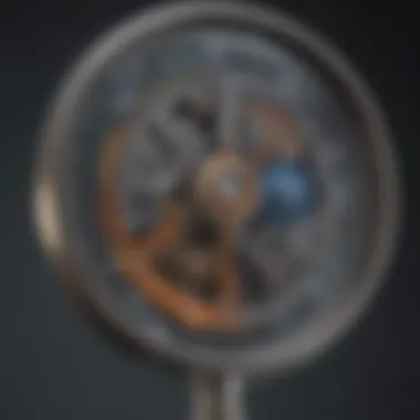 In-Depth Mechanism Analysis A magnifying glass focusing on a detailed mechanism illustrating the inner workings of Celsius reward rates