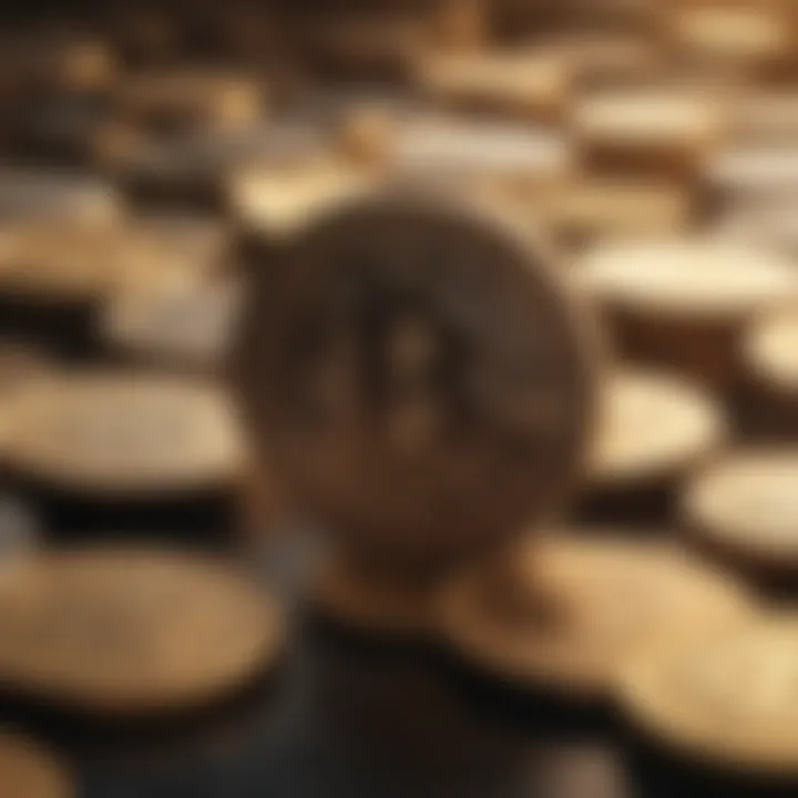 Abstract representation of digital coins in the financial world