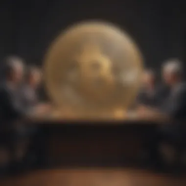 Diverse group of European economists discussing currency system reforms
