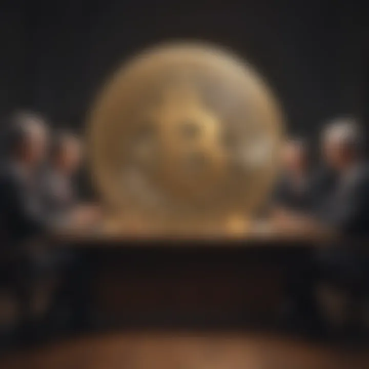 Diverse group of European economists discussing currency system reforms