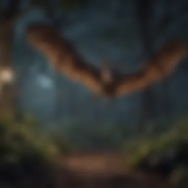 Predators of the Night: Bat Insect Hunters Illustration showing bats hunting insects in the darkness