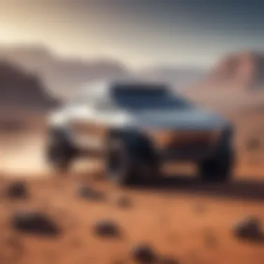 Futuristic Vision: Tesla Cybertruck Roaming the Martian Landscape Tesla Cybertruck on Mars