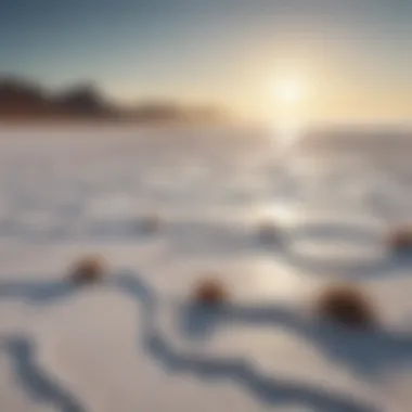 Natural Salt Flats and Ocean View A vibrant sea salt landscape showcasing natural salt flats and the ocean.