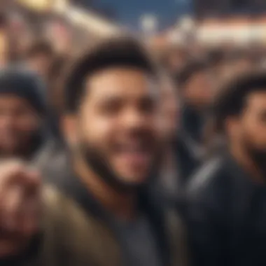 Excited Fans Eagerly Anticipating The Weeknd Show Crowd of enthusiastic fans waiting in line for The Weeknd tickets