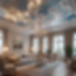 Ethereal Cloud Ceiling Wallpaper in Living Room