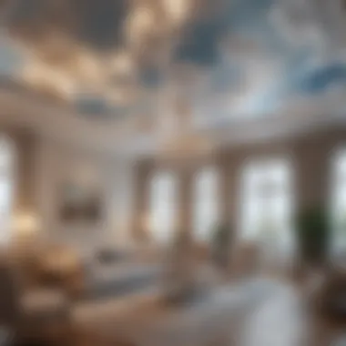 Ethereal Cloud Ceiling Wallpaper in Living Room