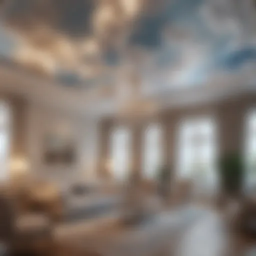 Ethereal Cloud Ceiling Wallpaper in Living Room Ethereal Cloud Ceiling Wallpaper in Living Room
