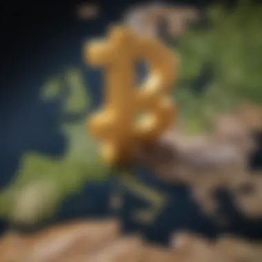 European Union map with currency symbols overlaid